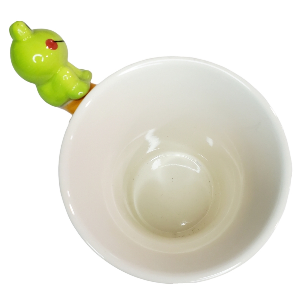 Indra Hand Painted Fine Stoneware 3D Happy Frogs Butterfly Orange Coffee Cup - Picture 7 of 10
